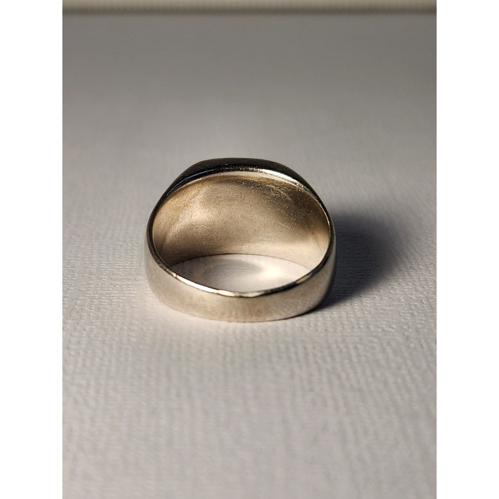 1970's VTG 10K Solid White Gold Signet Ring 9.69g Sz9.25 Navy Vet CPD Estate - Picture 4 of 16